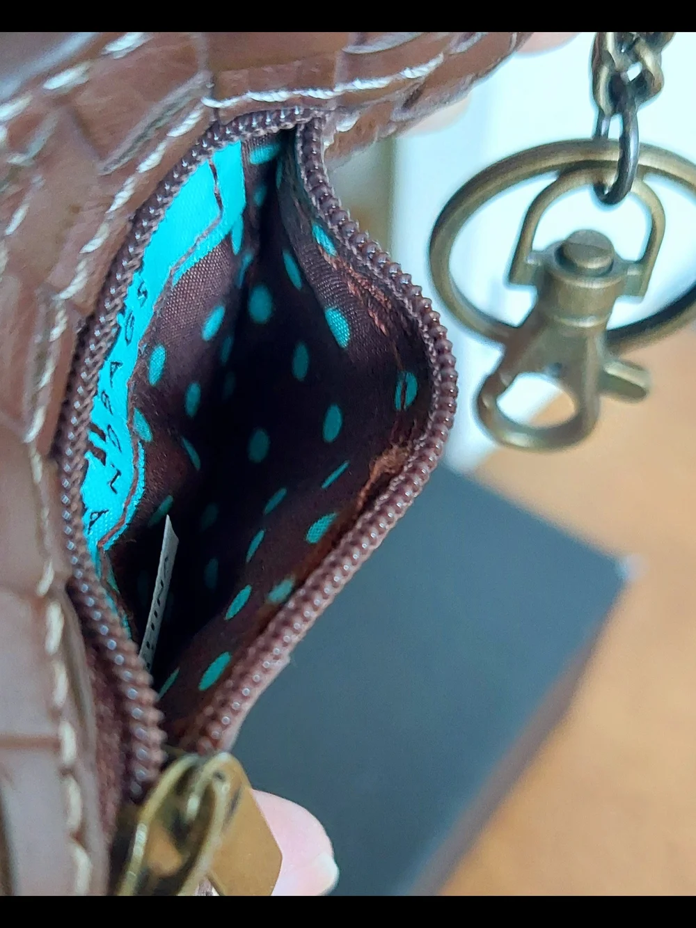 Blue Bird Keychain Wallet Keyring  Vegan Leather, NWOT